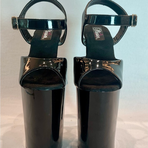 PLEASER FLAMINGO 808 Black 4inch Platform 8inch Heels Ankle strap Worn once SZ 6 - Picture 3 of 14